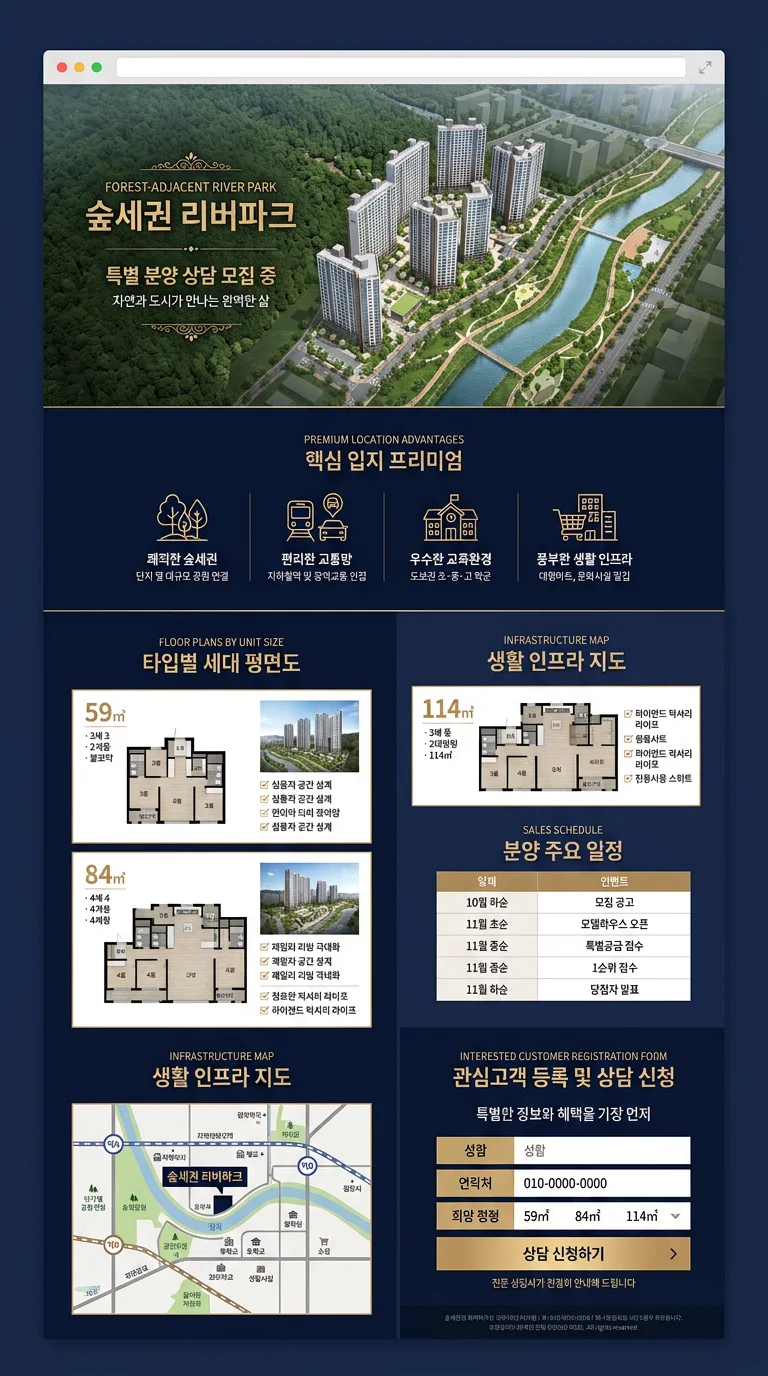 부동산·분양 랜딩페이지 제작 사례 – 아파트 분양 랜딩페이지 디자인 | 홈페이지·쇼핑몰·랜딩페이지 제작 대행 | 스튜디오숲 STUDIO SOOP