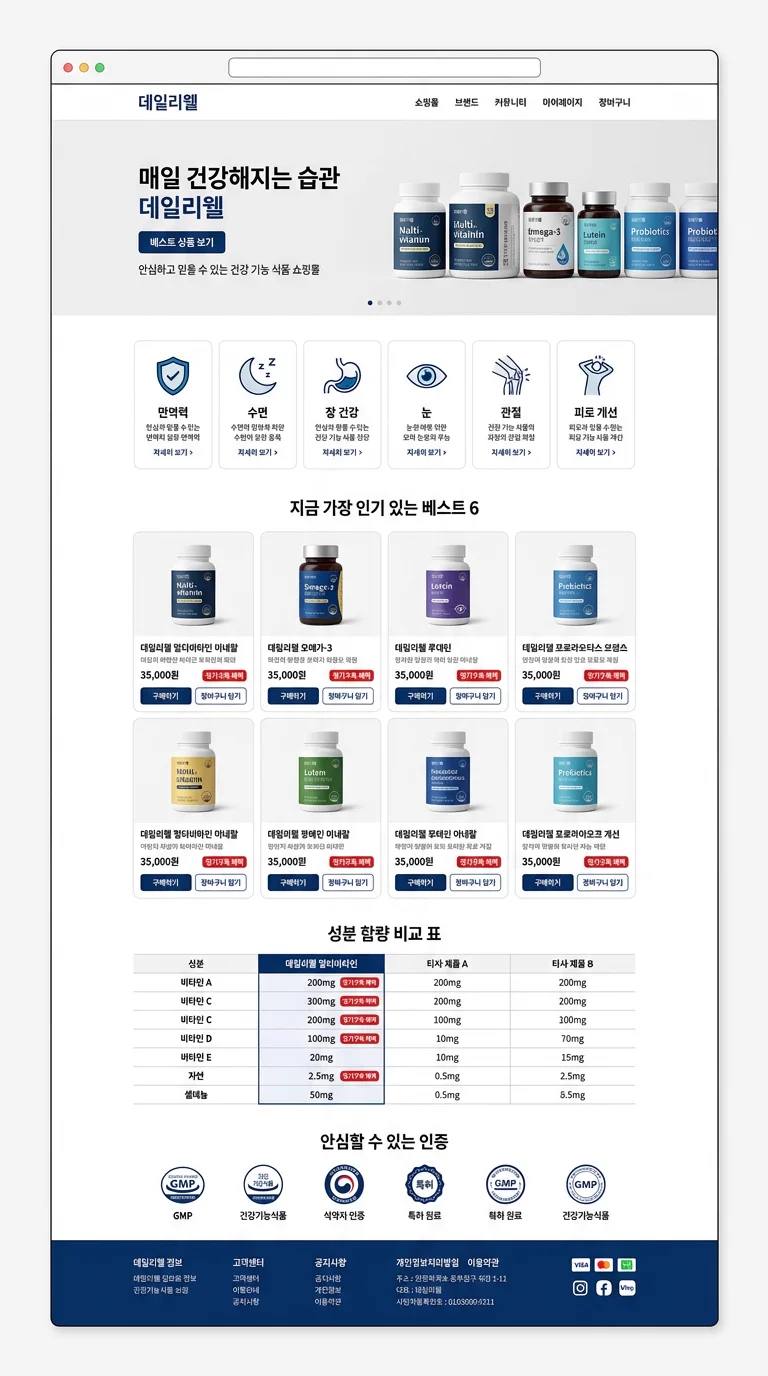 건강기능식품 쇼핑몰 제작 사례 – 건강기능식품 쇼핑몰 디자인 | 홈페이지·쇼핑몰·랜딩페이지 제작 대행 | 스튜디오숲 STUDIO SOOP